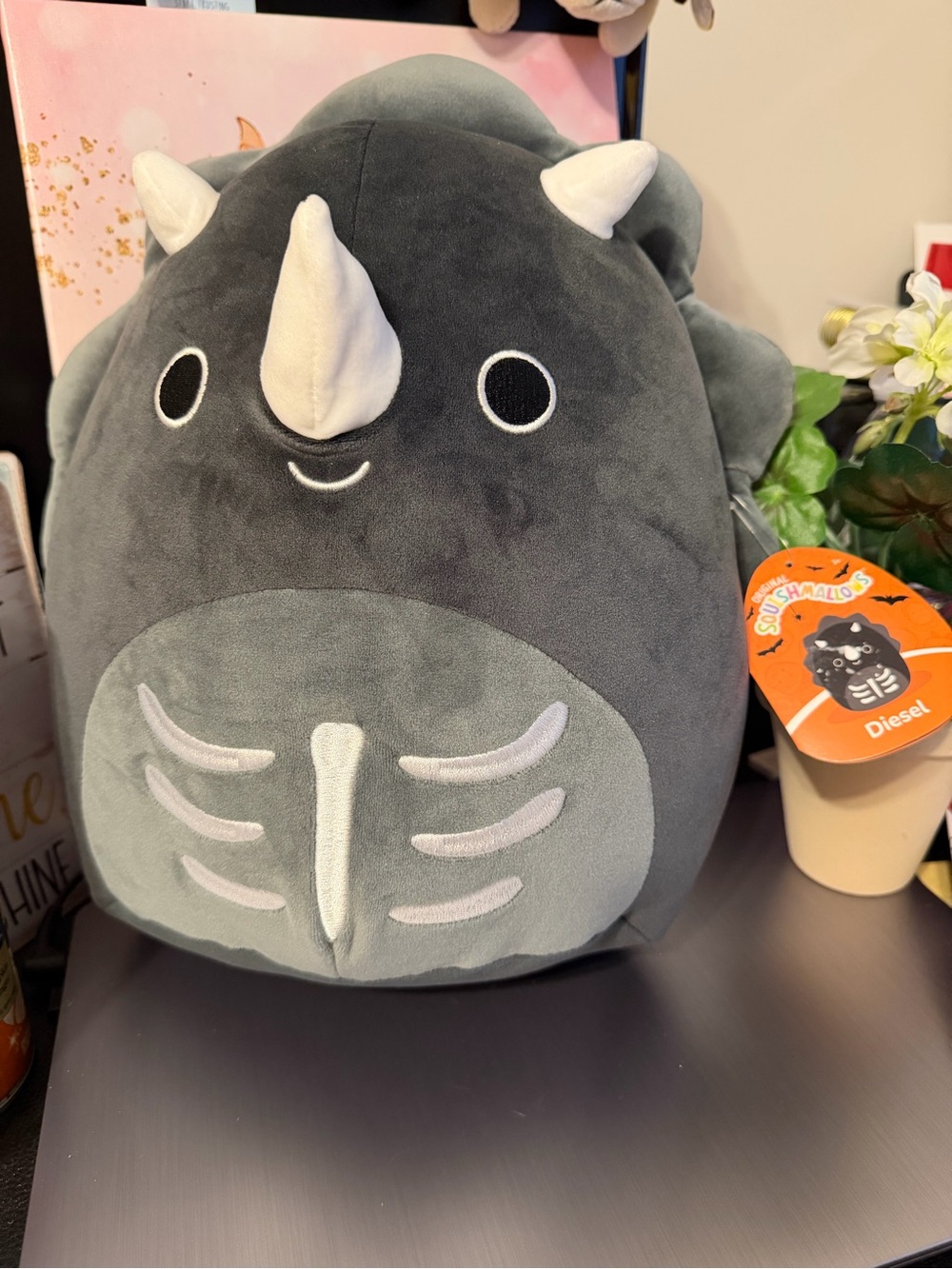 Squishmallows Diesel the Dark Gray Rhino Plush Stuffed Animal